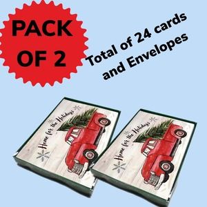 Set Of Two Christmas Cards - 24 Total W/ White Envelopes Included 5’ X 7’ Tree